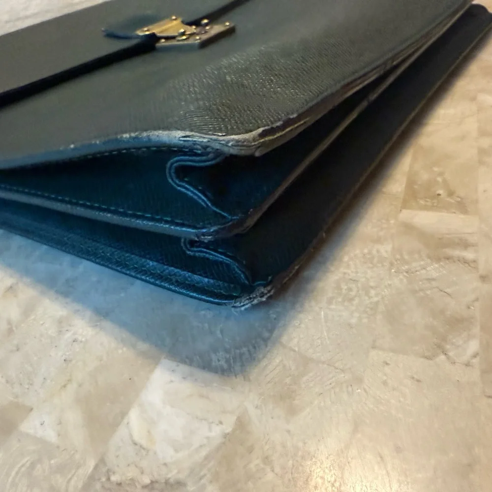 Rare vintage Louis Vuitton Green Taiga Leather Briefcase
